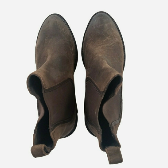 Thursday Boot Co Brown Suede Chunky Heel Chelsea Boots 5.5 Distressed Everyday - Picture 10 of 16